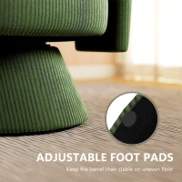 HOMCOM Swivel Barrel Accent Chair, Modern Upholstered Living Room Chair with Thick Padding for Reading, Green(m-7)