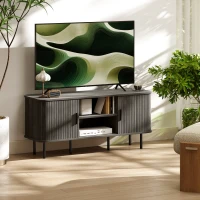 HOMCOM TV Stand Cabinet for TVs up to 55 Inches, TV Unit with Storage Shelves and Cabinets for Living Room, Grey(m-8)