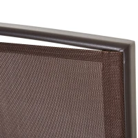 Outsunny Double Patio Glider Chair with Glass Top Center Table, Outdoor Glider Loveseat with High Back,  All Weather Breathable Mesh Fabric for Garden, Backyard, Deck, Brown(m-11)