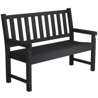Outsunny 2-Person Garden Bench, HDPE Outdoor Bench with 530 lbs Capacity, Curved Seat for Backyard, Park, Porch, Lawn, Black(m-11)