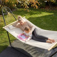 Outsunny Hammock with Stand, Heavy Duty Camping Hammock with Detachable Pillow and Spreader Bar, 264 lbs Capacity, Cream White(m-9)