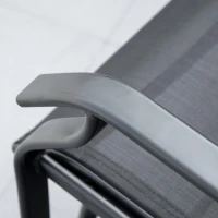 Outsunny Double Patio Glider Chair with Glass Top Center Table, Outdoor Glider Loveseat with High Back,  All Weather Breathable Mesh Fabric for Garden, Backyard, Deck, Black(m-12)