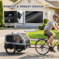 PawHut Dog Bike Trailer for Small & Medium Dogs, Universal Bicycle Coupler, Flip-Down Ramp Tailgate, Gray(m-9)