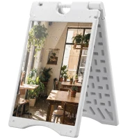 Vinsetto A Frame Sandwich Board Signs Outdoor 22" x 28" Sidewalk Sign with Weighted Tank & Weatherproof Design, White(m-1)