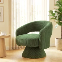 HOMCOM Swivel Barrel Accent Chair, Modern Upholstered Living Room Chair with Thick Padding for Reading, Green(m-2)