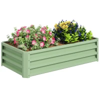 Outsunny Galvanized Raised Garden Bed, Outdoor Planter Box for Vegetables, Flowers, Herbs, 4' x 2' x 1', Light Green(m-11)