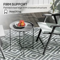Outsunny 18" Outdoor Side Table with Removable Tray and Folding Legs, Indoor Outdoor for Balcony, Porch, Black(m-5)