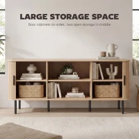 HOMCOM TV Stand Cabinet for TVs up to 65 Inches, TV Unit with Storage Shelves and Cabinets for Living Room, Oak Tone(m-5)