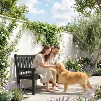 Outsunny 2-Person Garden Bench, HDPE Outdoor Bench with 530 lbs Capacity, Curved Seat for Backyard, Park, Porch, Lawn, Black(m-9)