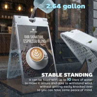 Vinsetto A Frame Sandwich Board Signs Outdoor 22" x 28" Sidewalk Sign with Weighted Tank & Weatherproof Design, White(m-7)