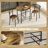 HOMCOM Dining Table Set of 3, Kitchen Table and Chairs Set for 2 with Shelf, Living Room Rustic Brown(m-6)