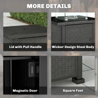 Outsunny 32" Propane Gas Fire Pit Table, 50,000 BTU Square Patio Table with Fire Pit, Wind Guard, Lid, CSA Certified, Black(m-9)