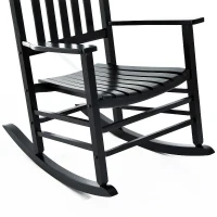 Outsunny Wooden Porch Rocking Chair Outdoor Patio Rocker Garden Single Leisure Reclining Seat Armchair Black(m-11)