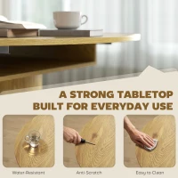 HOMCOM Extendable Dining Table for 6, 60" Farmhouse Kitchen Table with 2-Tier Storage Shelf and Fluted Sliding Doors, Natural(m-7)