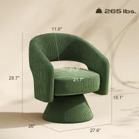 HOMCOM Swivel Barrel Accent Chair, Modern Upholstered Living Room Chair with Thick Padding for Reading, Green(m-3)