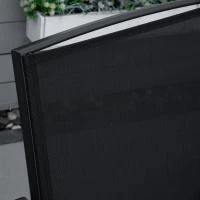 Outsunny Double Patio Glider Chair with Glass Top Center Table, Outdoor Glider Loveseat with High Back,  All Weather Breathable Mesh Fabric for Garden, Backyard, Deck, Black(m-11)