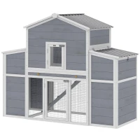 PawHut 66.5" Large Chicken Coop, Wooden Chicken House with 2 Nesting Boxes, Sliding Tray & Ramp, for Backyard Farm(m-1)