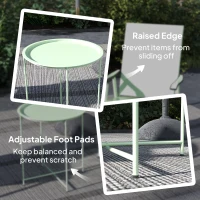 Outsunny 18" Outdoor Side Table with Removable Tray and Folding Legs, Indoor Outdoor for Balcony, Porch, Green(m-6)