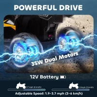 Aosom Kids 4 Wheeler Quad with Music, Headlights, High & Low Speed, Kids ATV for 3-5 Years Old Boys & Girl, Yellow(m-4)