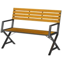 Outsunny Outdoor Garden Bench, Patio Bench with Backrest and Armrests, 2-Person Garden Seating(m-2)