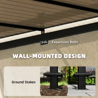 Outsunny 11' x 10' Outdoor Pergola, Wall Mounted Hardtop Lean-to Gazebo with Polycarbonate Roof and Metal-Aluminium Frame(m-4)