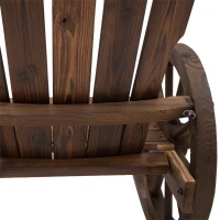 Outsunny Patio Wooden Rocking Chair, Wagon Outdoor Rocker Chair with Slatted Design and Wheel Armrests for Garden, Carbonized(m-11)