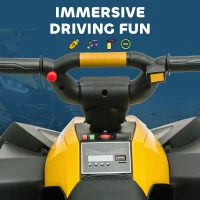 Aosom Kids 4 Wheeler Quad with Music, Headlights, High & Low Speed, Kids ATV for 3-5 Years Old Boys & Girl, Yellow(m-6)