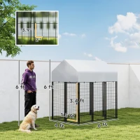 PawHut Outdoor Dog Kennel with Roof, 6' x 4' x 6' Heavy Duty Welded Wire Dog Playpen Enclosure with Escape-proof Lock(m-3)