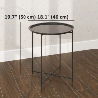 Outsunny 18" Outdoor Side Table with Removable Tray and Folding Legs, Indoor Outdoor for Balcony, Porch, Black(m-3)