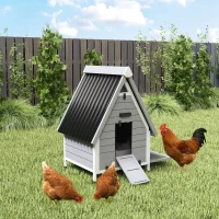 PawHut Chicken Coop for 2 Chickens, Outdoor Wooden Chicken House with Removable Nesting Box & Roosting Bar, Tray, Ramp(m-8)