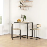 HOMCOM Dining Table Set, Industrial Dining Set for 2, Kitchen Table and Chairs for Small Space, Dining Room Table with Chairs(m-8)