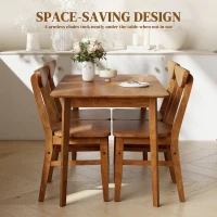 HOMCOM 5-Piece Solid Wood Dining Room Set for 4, Farmhouse Dinette Table Set with 4 Chairs for Small Space, Dining Room, Walnut(m-7)
