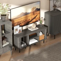 HOMCOM TV Stand Cabinet for TVs up to 55 Inches, TV Unit with Storage Shelves and Cabinets for Living Room, Grey(m-9)