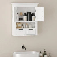 kleankin Bathroom Wall Cabinet, Medicine Cabinet, Toilet Storage Cabinet with Shelf for Living Room and Entryway, White(m-6)