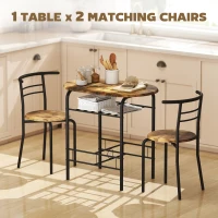 HOMCOM Dining Table Set of 3, Kitchen Table and Chairs Set for 2 with Shelf, Living Room Rustic Brown(m-4)