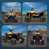Aosom Kids 4 Wheeler Quad with Music, Headlights, High & Low Speed, Kids ATV for 3-5 Years Old Boys & Girl, Yellow(m-10)