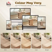 HOMCOM Extendable Dining Table for 4-6 People, 43.3"-51.2" Kitchen Table with 6 Open Shelves, Natural Wood(m-10)