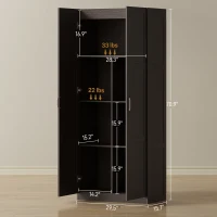 HOMCOM Farmhouse Pantry Cabinet, 71" Tall Kitchen Pantry Storage Cabinet with Soft-Close Hinges, Adjustable Shelves, Dark Brown(m-3)