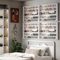 HOMCOM 5-Tier Display Cabinet, Shot Glass Display Case, Glass Curio Cabinet with 2 Glass Doors and 4 Adjustable Shelves, White(m-1)