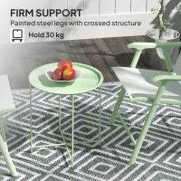 Outsunny 18" Outdoor Side Table with Removable Tray and Folding Legs, Indoor Outdoor for Balcony, Porch, Green(m-5)