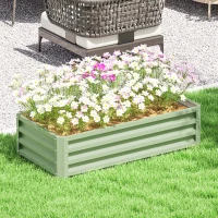 Outsunny Galvanized Raised Garden Bed, Outdoor Planter Box for Vegetables, Flowers, Herbs, 4' x 2' x 1', Light Green(m-1)