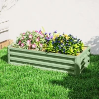 Outsunny Galvanized Raised Garden Bed, Outdoor Planter Box for Vegetables, Flowers, Herbs, 4' x 2' x 1', Light Green(m-8)