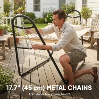 Outsunny Hammock with Stand, Heavy Duty Camping Hammock with Detachable Pillow and Spreader Bar, 264 lbs Capacity, Cream White(m-6)