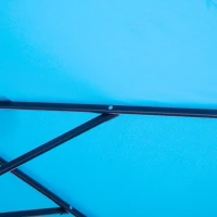 Outsunny 8.5' Round Aluminum Patio Umbrella Garden Parasol Market Sunshade Tilt Canopy w/ 6 Ribs, Crank Handle, Blue(m-11)