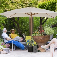 Outsunny Patio Umbrella Market Patio Sun Umbrella Rectangle Cream White(m-8)