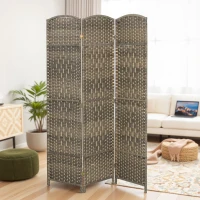 HOMCOM Folding Room Divider Screen 3 Panel 6' Tall Privacy Screen Freestanding Wood Partition for Home Office, Dark Rustic Oak(m-10)