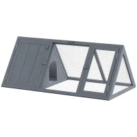 PawHut Rabbit Hutch, Wooden Guinea Pig Hutch with Run and Doors, Outdoor Triangle Bunny House for Rabbits,Duck and Chicken(m-11)