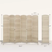 HOMCOM Folding Room Divider Screen 6 Panel 6' Tall Privacy Screen Freestanding Wood Partition for Home Office, Washed Oak(m-3)