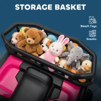 Qaba 12V Kids ATV, 4 Wheeler Quad w/ 4 Spring Suspension Wheels, LED Lights, Music USB, Pink(m-5)