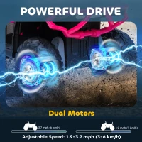 Qaba 12V Kids ATV, 4 Wheeler Quad w/ 4 Spring Suspension Wheels, LED Lights, Music USB, Pink(m-4)